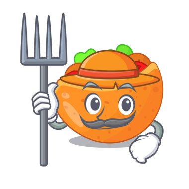 Pide ekmek karikatür vektör çizim içinde çiftçi falafel