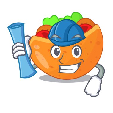 Pita ekmeği sandviç ızgara karakter vektör çizim ile Mimar