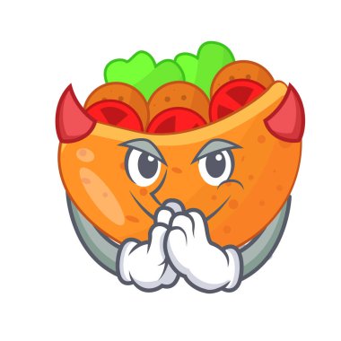 Şeytan labneh Pide krem kartoon vektör çizim ile