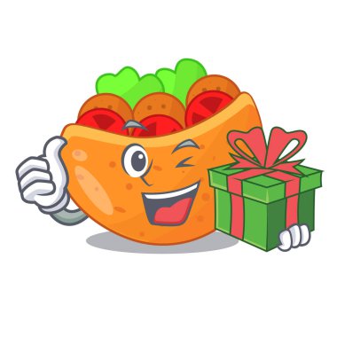 Hediye labneh Pide ile krem kartoon vektör çizim ile