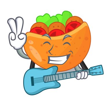 Gitar labneh Pide ile krem kartoon vektör çizim ile