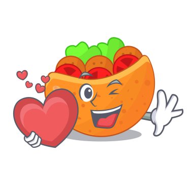 Kalp labneh Pide ile krem kartoon vektör çizim ile