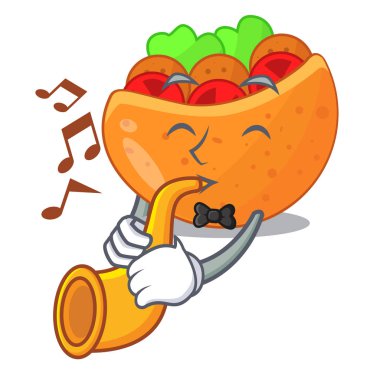 Trompet labneh Pide ile krem kartoon vektör çizim ile