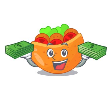 Para labneh Pide ile krem kartoon vektör çizim ile