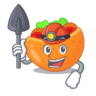 Madenci labneh Pide krem kartoon vektör çizim ile