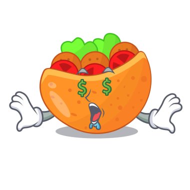 Sebze maskot vektör çizim ile dolu para göz Pide