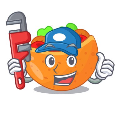 Tesisatçı Pide sebze maskot vektör çizim ile dolu