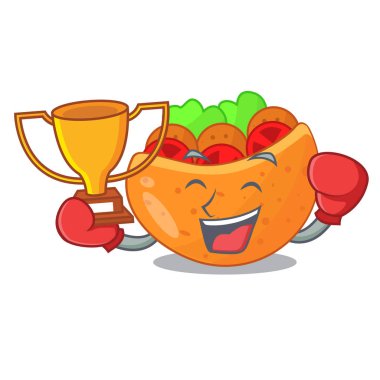 Boks şampiyonu Pide sebze maskot vektör çizim ile dolu