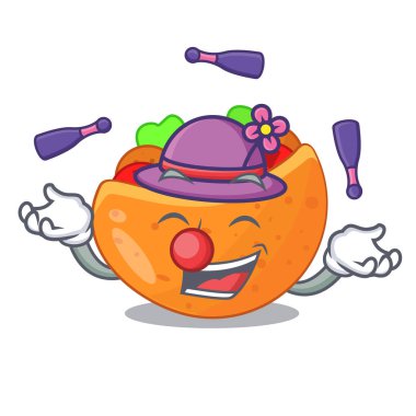 Pita ekmeği hokkabazlık sebze maskot vektör çizim ile dolu