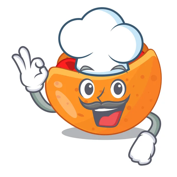 Chef Fladenbrot Sandwiches Mit Gegrilltem Charakter Vektor Illustration — Stockvektor