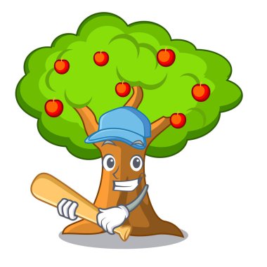 Beyzbol elma bahçesi çizgi film vektör çizim sepeti ile oynamak