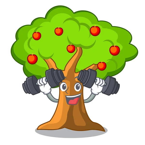 Verger Pommes Fitness Avec Panier Illustration Vectorielle Dessin Animé — Image vectorielle