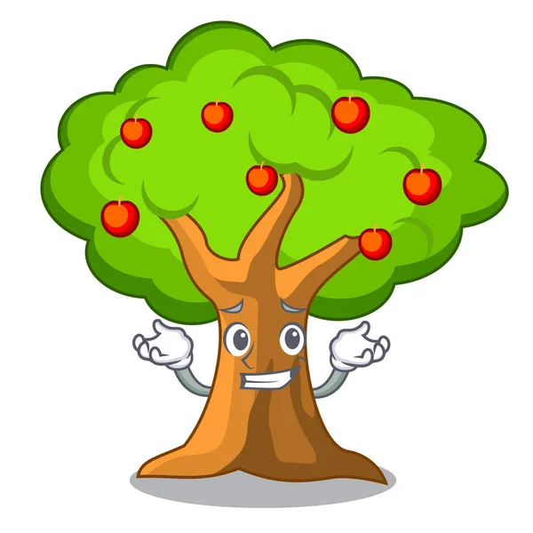 Árvore Maçã Enrugadora Cheia Ilustração Isolada Vetor Mascote —  Vetores de Stock