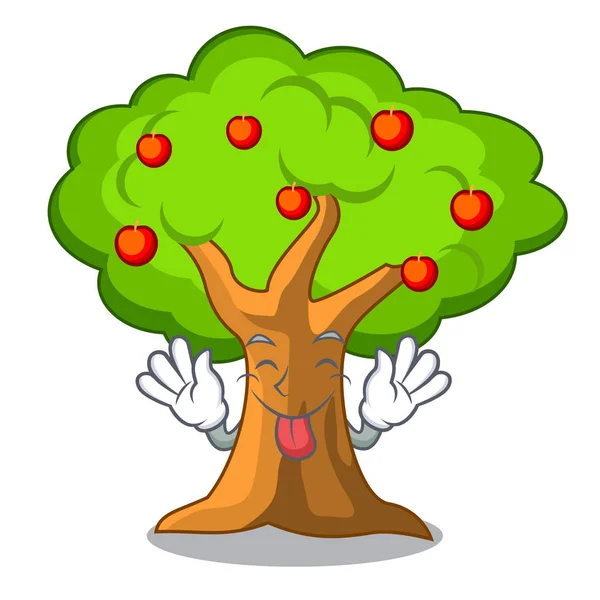 舌头出苹果树在农业动画片向量例证 — 图库矢量图片