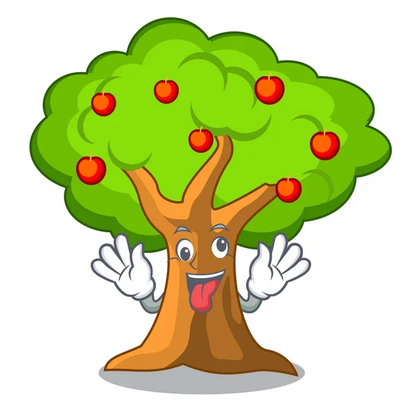 農業漫画のベクトル図でクレイジー リンゴの木 — ストックベクタ