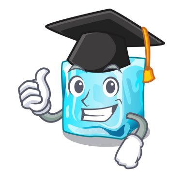 Mezuniyet buz küpleri ile vektör çizim yukarıda üzerinde maskot