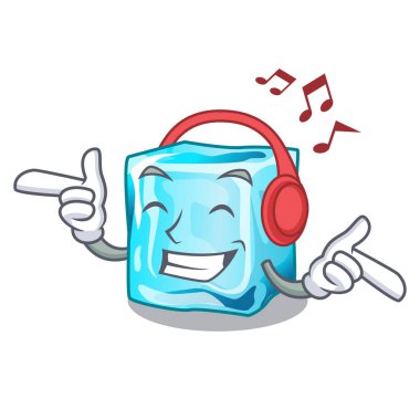 Karakter vektör çizim ile ayarlamak dinleme müzik buz küpleri