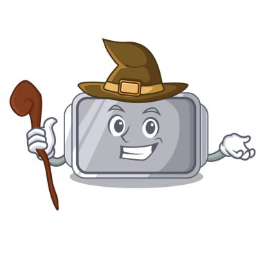 Cadı boş fırın tepsisini kapatın karakter vektör illstartion ile