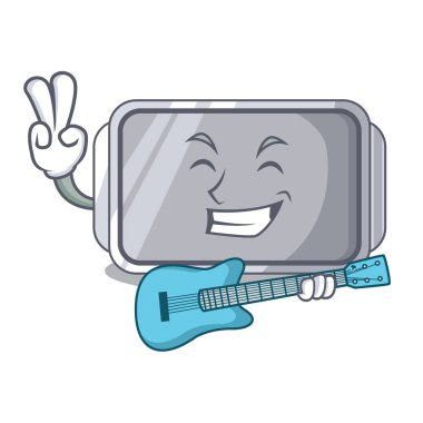 Gitar ile boş fırın tepsisini kapatın karakter vektör illstartion ile