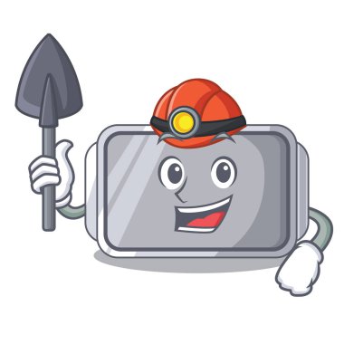 Madenci boş fırın tepsisini kapatın karakter vektör illstartion ile