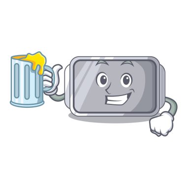 Suyu ile boş fırın tepsisini kapatın karakter vektör illstartion ile