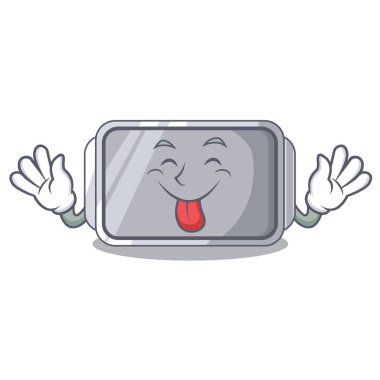 Katman çizgi film vektör çizim ile dar fırın tepsisini dışarı dil