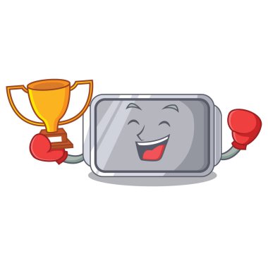 Kazanan dar fırın tepsisi katman çizgi film vektör çizim ile boks