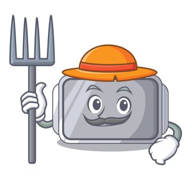 Çiftçi izole maskot vektör çizim kalitesine tava pişirme