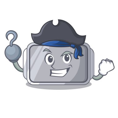 Pişirme pan kalite izole maskot vektör çizim üzerinde korsan