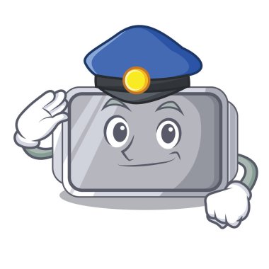 Polis izole maskot vektör çizim kalitesine tava pişirme