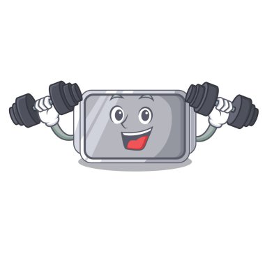 Fitness izole maskot vektör çizim kalitesine tava pişirme