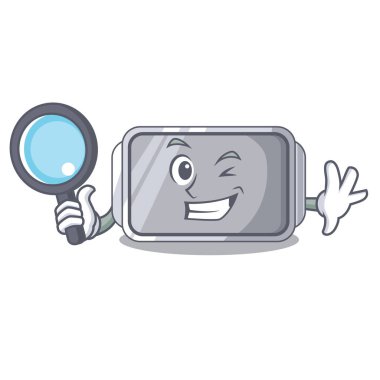 Dedektif pişirme Pan şekil üzerinde çizgi film vektör çizim