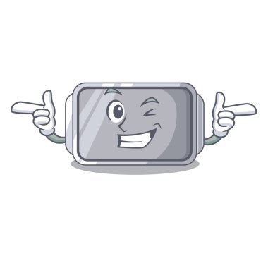 Pan şekil karikatür vektör çizim üzerinde pişirme wink