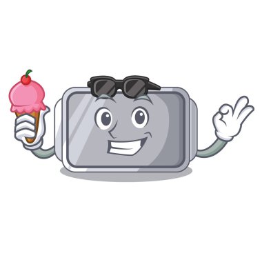 Dondurma pişirme pan şekli ile karikatür vektör çizim üzerinde