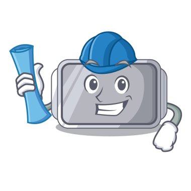 Pişirme pan şeklin çizgi film vektör çizim üzerine Mimar