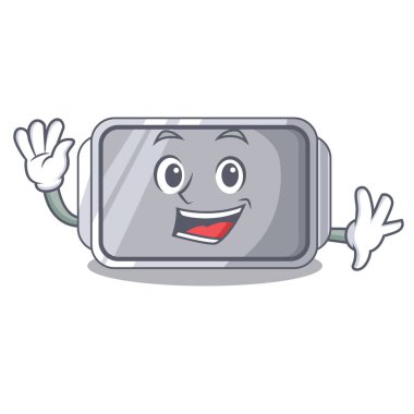 Pişirme pan şekli çizgi film vektör çizim üzerinde sallayarak