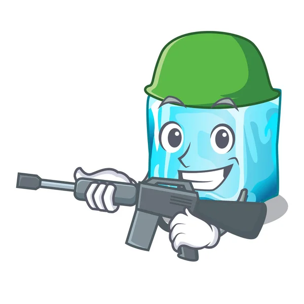 Army Ice Cubes Shape Cartoon Vector Illustration — Stock Vector