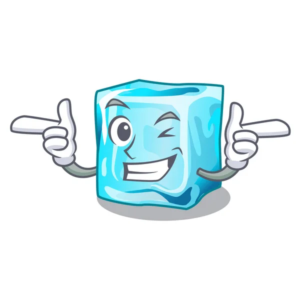 Mascotte Cubes Glace Clin Oeil Avec Illustration Vectorielle Dessus — Image vectorielle