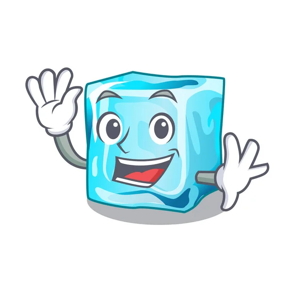 Ondeando Cubitos Hielo Wiht Mascota Ilustración Del Vector Anterior — Vector de stock