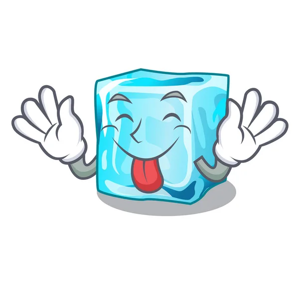 Tongue Out Ice Cubes Cartoon Funny Vector Illustration — Stock Vector