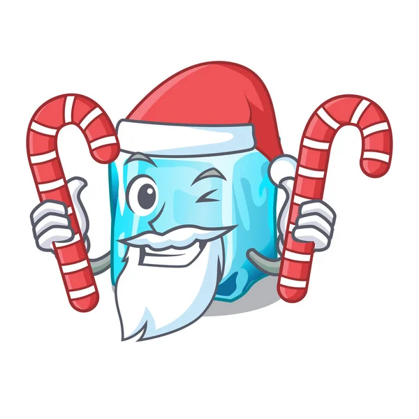 Kerstman Met Snoep Ijsblokjes Cartoon Funny Vectorillustratie — Stockvector