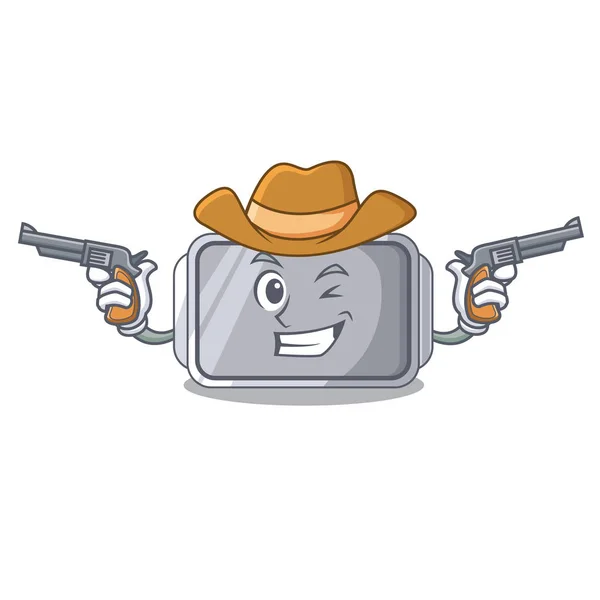 Casserole Cowboy Qualité Sur Illustration Vectorielle Mascotte Isolée — Image vectorielle