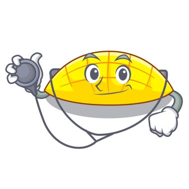 Doktor mango dilimleri maskot vektör illüstrasyon izole