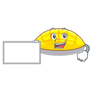 Maskot vektör illüstrasyon izole kurulu mango dilimleri ile