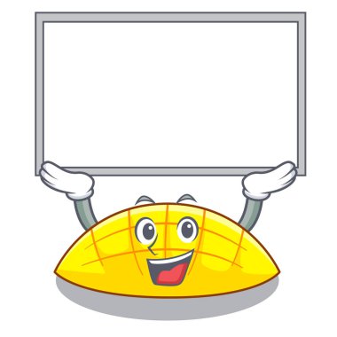 Maskot vektör illüstrasyon izole kurulu mango dilimleri kadar