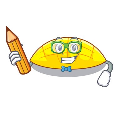 Öğrenci mango dilimleri üzerinden vektör çizim karikatür