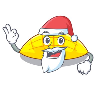 İle karikatür komik vektör esnaf üzerinde Santa dilim mango