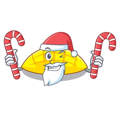 Şeker ile Noel Baba dilim mango üzerinde çizgi film komik vektör esnaf ile