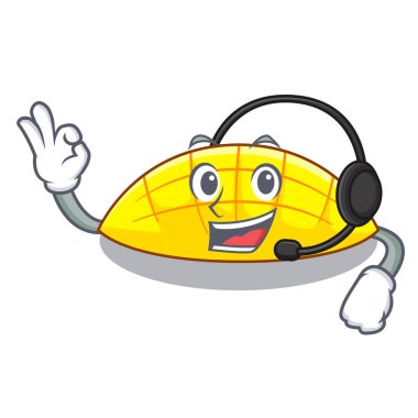 Kulaklık dilimleri üzerinde ile mango karikatür komik vektör esnaf ile