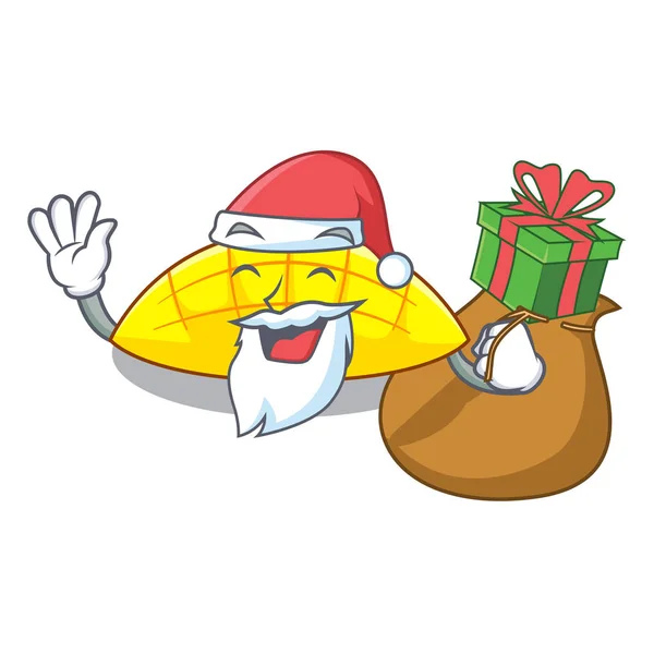 Papai Noel Com Fatias Presente Manga Com Cartoon Engraçado Vector — Vetor de Stock